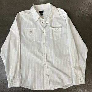 23rd St Shirt Mens XL White Western Pearl Snap Long Sleeve Snap Front Casual